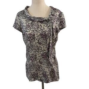 Classiques Entier Silk Blend Animal Print Blouse Small Side Zip